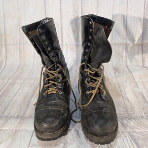 Vibram Men’s Black Leather Steeltoe Lace Up Combat Boots
